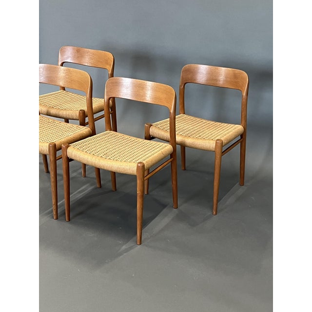 Vintage Chairs Model 75 by Niels Otto Møller for J.L. Møllers, Set of 4 For Sale - Image 3 of 8