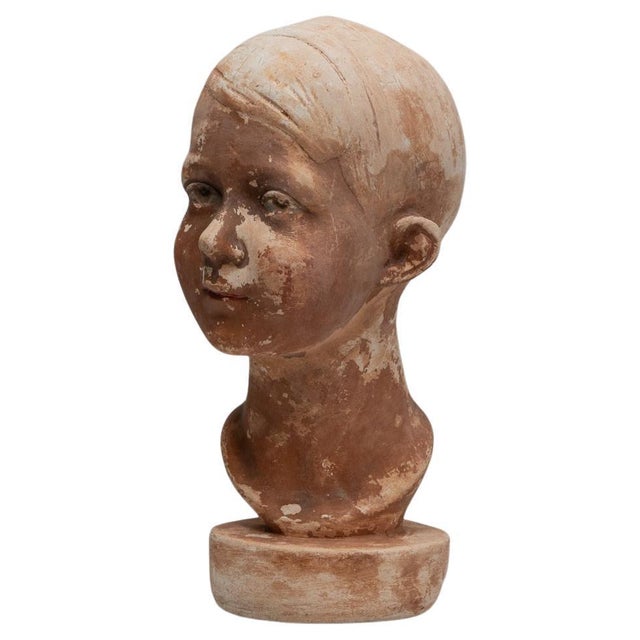 1920s French Plaster Bust of Boy For Sale - Image 15 of 18