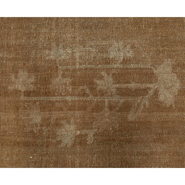 Authentic Indian Amritsar Abstract Handwoven Wool Rug in Brown For Sale - Image 4 of 8