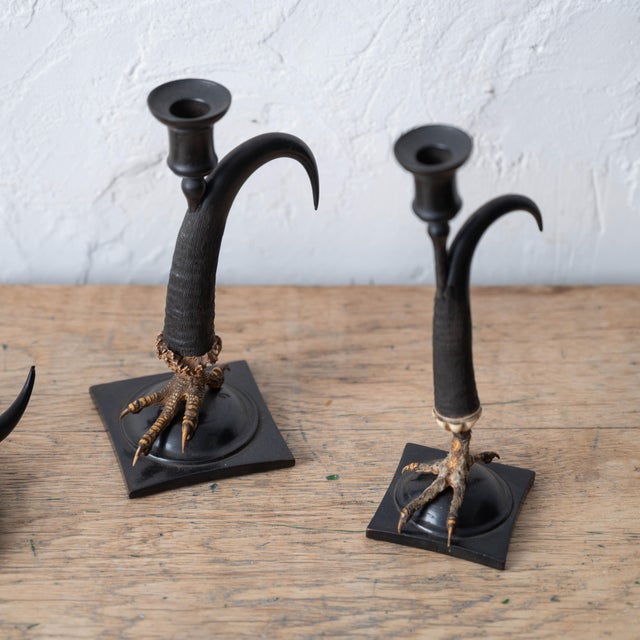 19th Century Black Forest Claw & Horn Desk Set and Candle Holders, 19th Century For Sale - Image 5 of 15