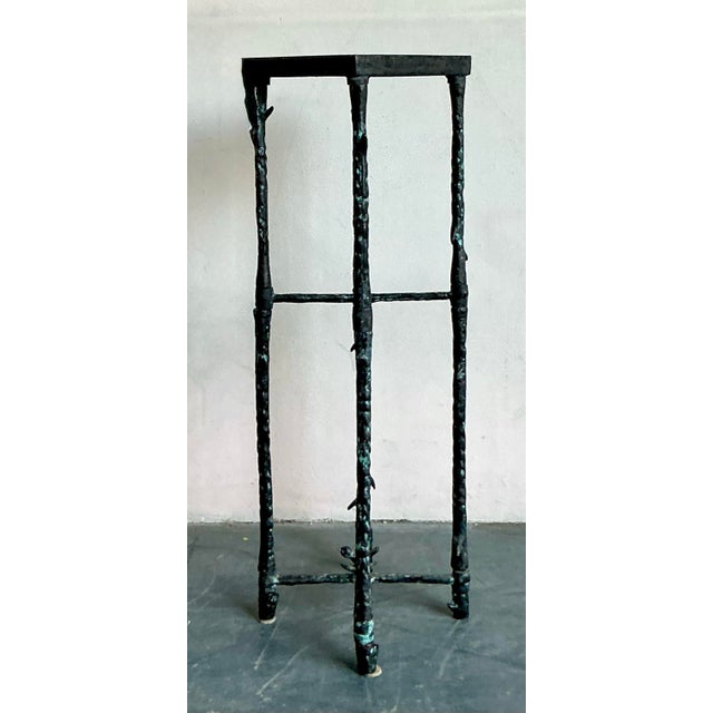 Black Vintage Boho Hammered Pedestal After Giacometti For Sale - Image 8 of 10