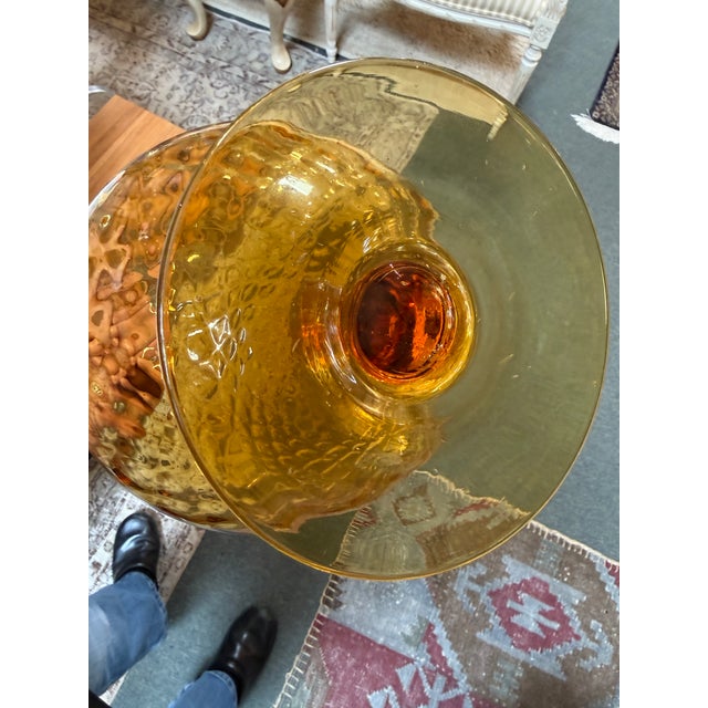 Empoli Italian Amber Glass Vase For Sale - Image 9 of 12