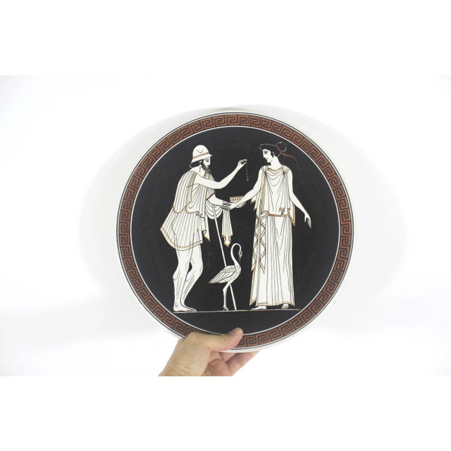 Vintage Hand Made Greek Souvenir Plate Mythology Keramikos Athens Polinicis and Erifili For Sale - Image 4 of 8