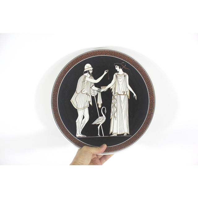 Vintage Hand Made Greek Souvenir Plate Mythology Keramikos Athens Polinicis and Erifili Greece For Sale - Image 4 of 8
