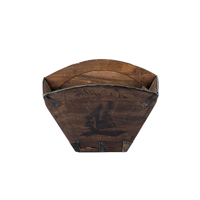 Chinese Vintage Antique Chinese Wooden Grain Bucket (Small) For Sale - Image 3 of 11