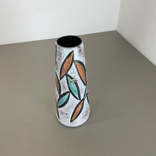 Fat Lava Multi-Color Floral Europ Line Vase from Scheurich, Germany, 1970s For Sale - Image 4 of 18