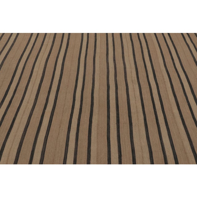 Rug & Kilim Vintage Bidjar Persian Kilim, Tribal Rug in Brown Stripes For Sale - Image 4 of 7