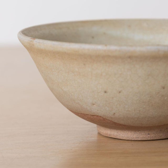 Cream Petite Vintage Japanese Minimalist Stoneware Bowl For Sale - Image 8 of 9