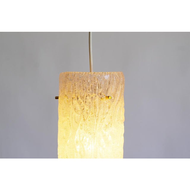 Small Riffle Pendant Lamp in Glass and Brass attributed to Kalmar Franken KG, 1970s For Sale - Image 3 of 10