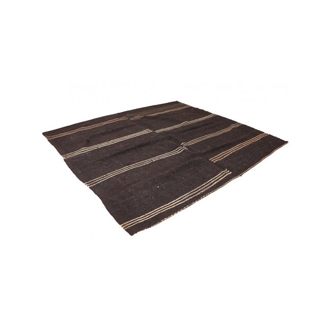 Mid-Century Modern Vintage Dark Brown Modern Kilim Rug - 8`0″ X 8`4″ For Sale - Image 3 of 6