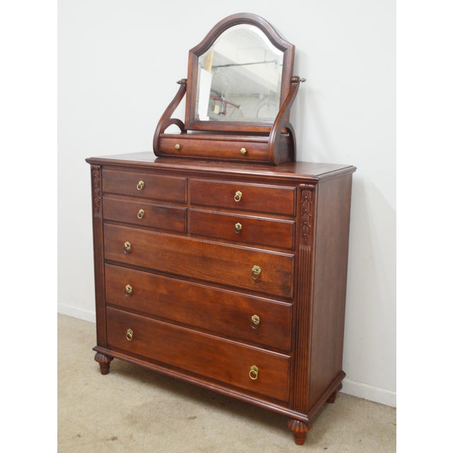Traditional Ethan Allen Chest of Drawers and Mirror Set For Sale - Image 3 of 18