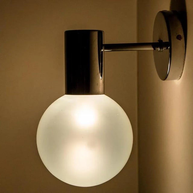 Opal Glass and Chrome Wall Light from Glashütte Limburg, 1970s For Sale - Image 13 of 15