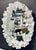 Original retail $5200, stylish Made Goods Organic Modern White and Silver Faux Shell Coco Wall Mirror, showroom floor sample