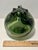 MCM Signed Robert C. Fritz Studio Art Glass Sculpture Olive Green Abstract 6”x6" For Sale In Los Angeles - Image 6 of 6