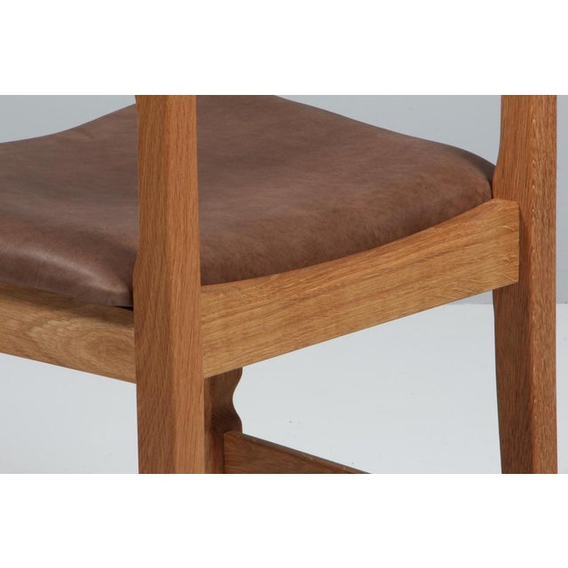 Brown Model Razoblade Oak Dining Chair attributed to Henning Kjærnulf, Denmark, 2023 For Sale - Image 8 of 9