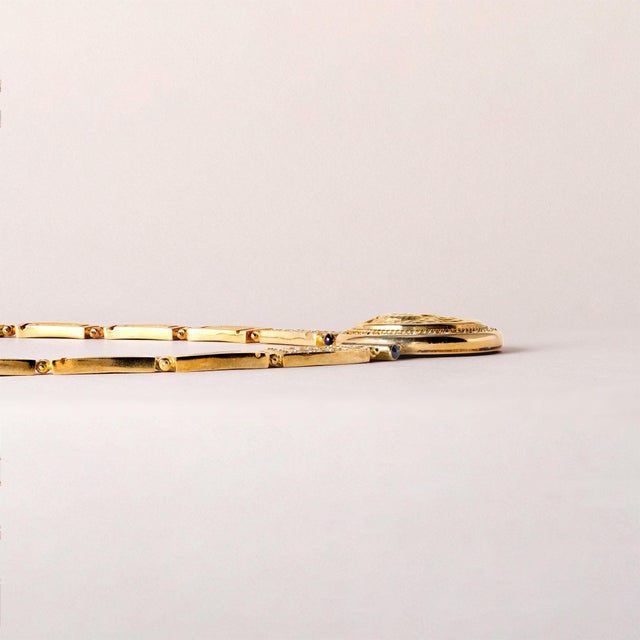 Late 20th Century Late 20th Century Vintage 2 Carats Diamond Medallion Greek Meander Cameo Necklace 18k Gold For Sale - Image 5 of 8