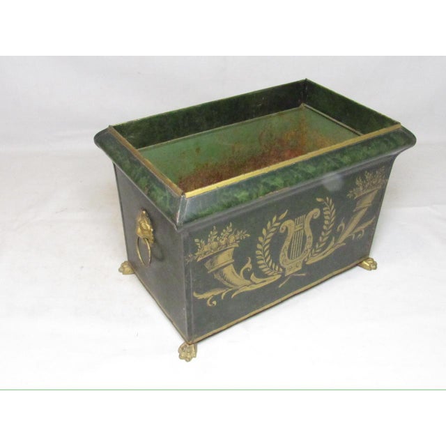 Vintage French Tole Painted Cachepot or Planter For Sale - Image 10 of 17