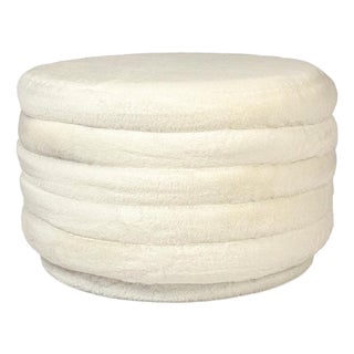 Harlow White Faux Fur Ottoman For Sale