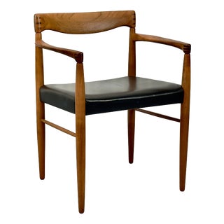 Teak and Leather Armchair by H. W. Klein for Bramin, 1960s For Sale