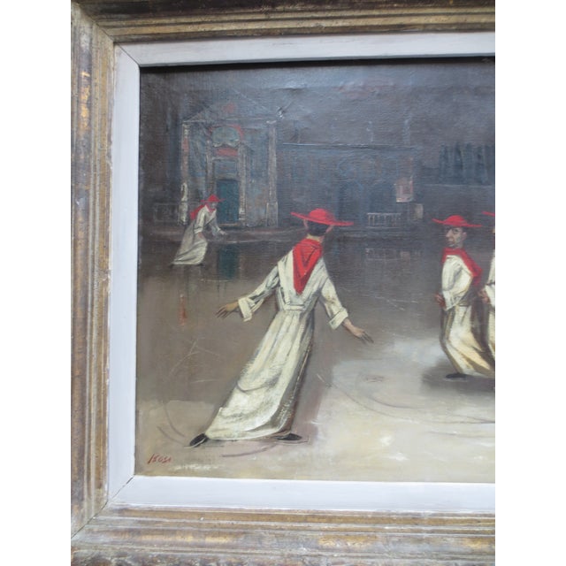 Iceskating Cardinals Under the Moon at the Cathedral by Louis Bosa For Sale - Image 11 of 11