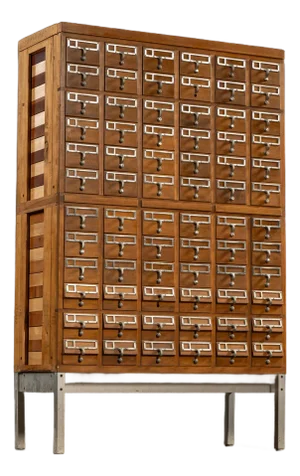 Massive Vintage 72-Drawer Oak Library Card Catalog on Steel Base