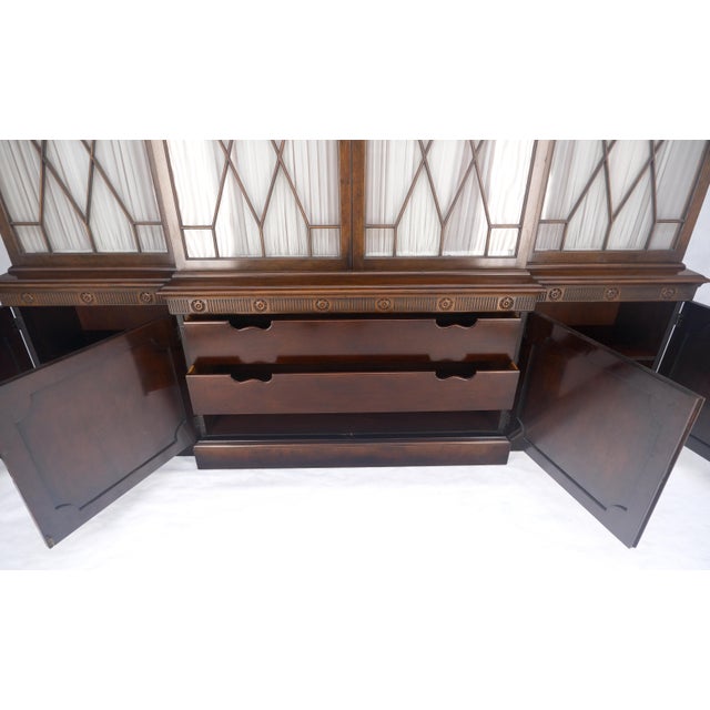 Large 8' Wide Mahogany Two Part individual Glass Panels Breakfront MINT For Sale - Image 12 of 12
