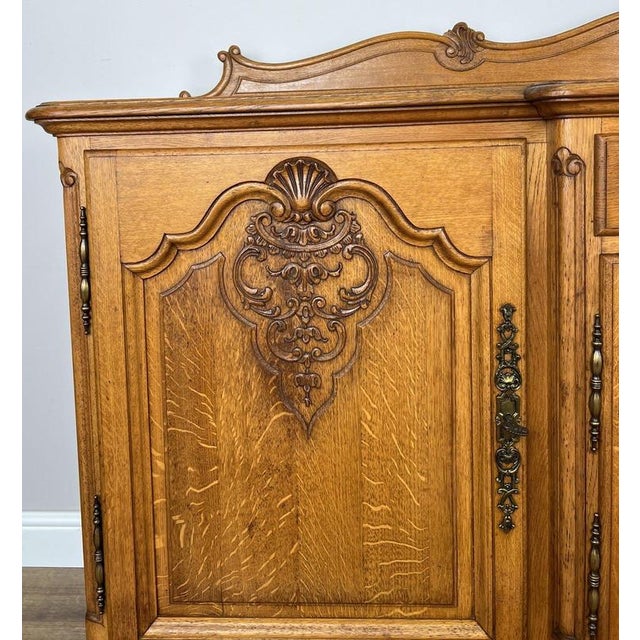 Wood Vintage French Louis Style Oak Sideboard For Sale - Image 7 of 16