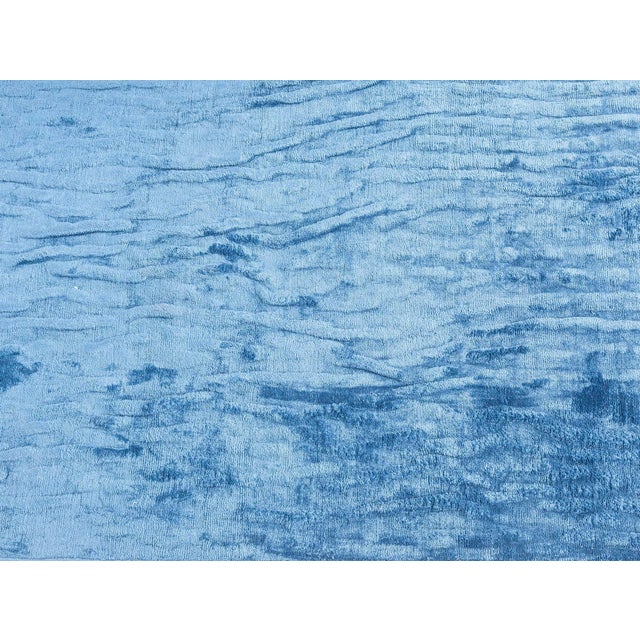 Modern Blue Hand-Knotted Silk Runner by Doris Leslie Blau Size: 3'3" × 11'6" (99 × 350 cm) Subtle sophistication meets...