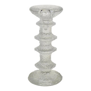 1960s Iittala Festivo Four Ring Glass Candle Holder by Timo Sarpaneva Finland, Danish Modern Brutalist Style Mid Century Modern MCM For Sale