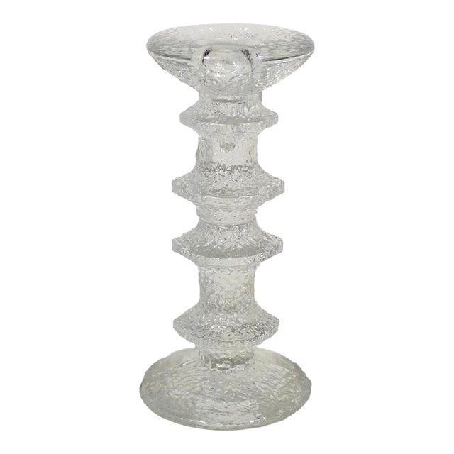 1960s Iittala Festivo Four Ring Glass Candle Holder by Timo Sarpaneva Finland, Danish Modern Brutalist Style Mid Century Modern MCM For Sale