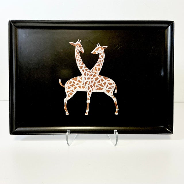 1970s Mid-Century Hollywood Regency Boho Chic Safari Couroc Giraffe Tray, Extra Large. For Sale - Image 9 of 18