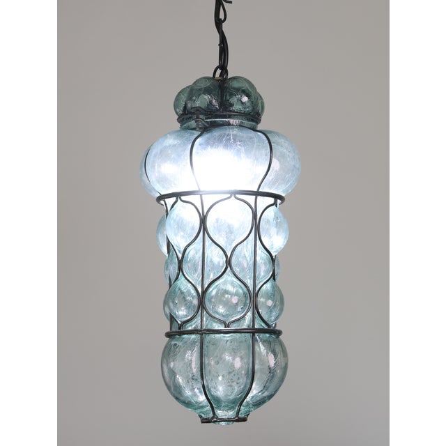 Rare Blu Acuqamarin Vintage Venetian Lantern, Murano Glass, 1970s For Sale - Image 6 of 11