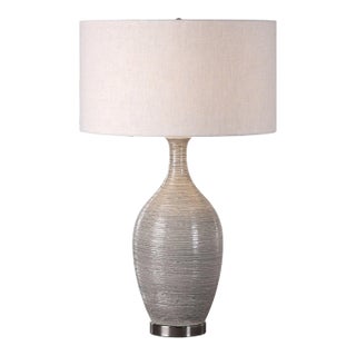 Dinah Gray Textured Table Lamp For Sale