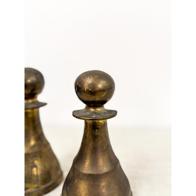 Mid-Century Modern Vintage Brass Pawn Bookend MCM Chess Decor Two Heavy Sculptures For Sale - Image 3 of 8