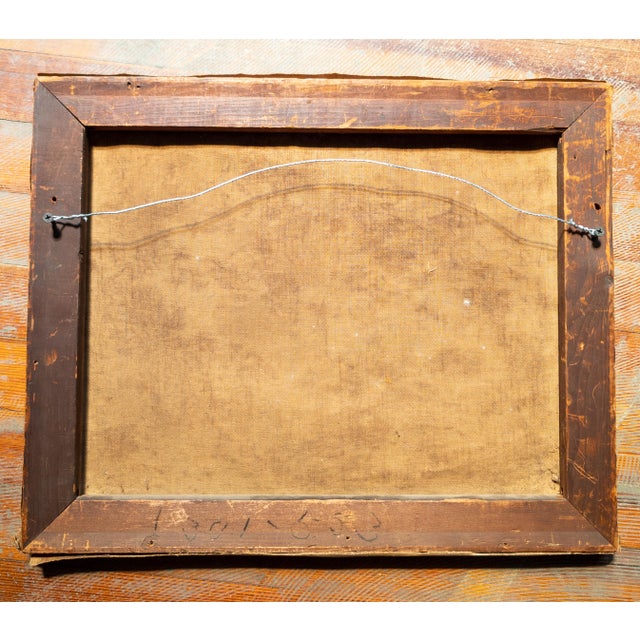 Early 20th Century Distressed Harbor Scene Painting With Figure For Sale - Image 12 of 12