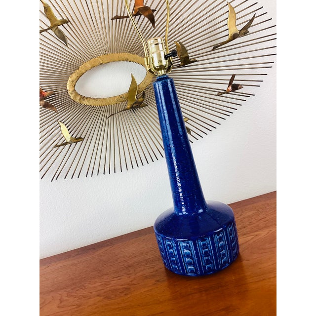 Mid-Century Modern Vintage Mid-Century Modern Palshus Blue Ceramic Danish Table Lamp Dl26 Annalise Per Linneman For Sale - Image 3 of 10