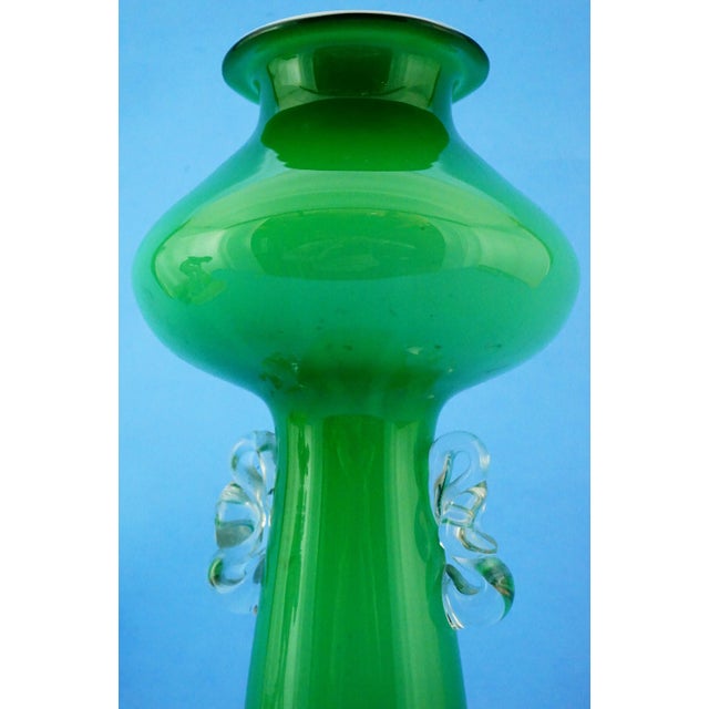 Vintage Green Glass Vase by Jerzy Sluczan-Orkusz for Tarnowiec Glassworks, 1980s For Sale - Image 14 of 18