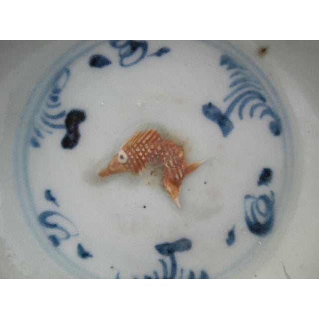 Chinese Ming Fish Relief Plate Hongzhi Zhengde (1488 – 1521) Chinese Antique Porcelain For Sale - Image 3 of 7