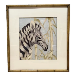 Vintage Art Deco Turner Art Zebra Framed Print