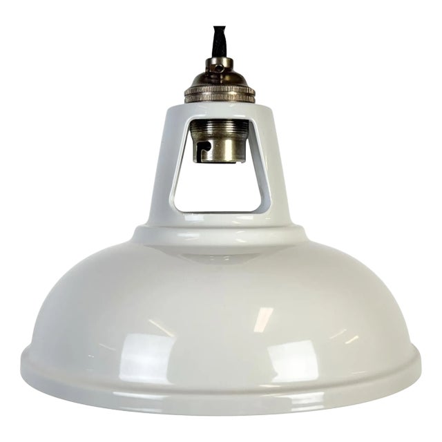 Vintage Industrial Beige Painted Ceiling Lamp For Sale