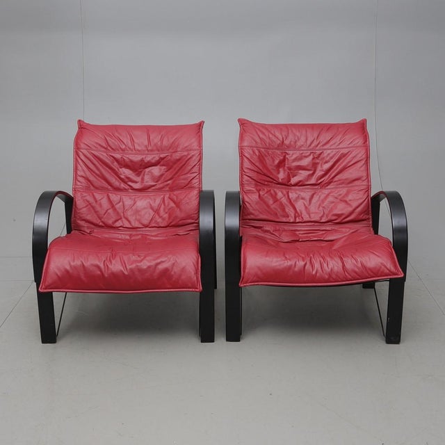 Animal Skin Vintage Chairs in Leather by Tord Björklund for Ikea, 1980s, Set of 2 For Sale - Image 7 of 8