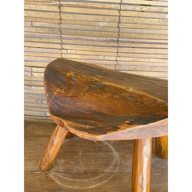 Brutalist Wood Footstool, France, 1950s For Sale - Image 4 of 9