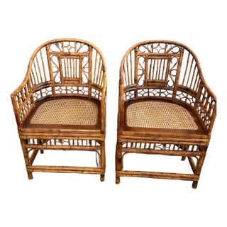 1960s Pair of Bamboo Chinoiserie Chairs For Sale
