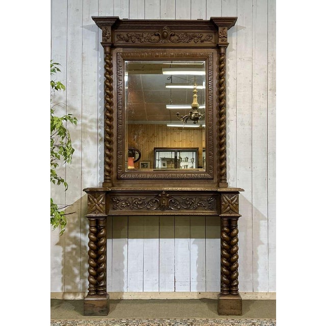Early 20th Century Louis XIII Oak Fireplace and Overmantel For Sale - Image 14 of 14