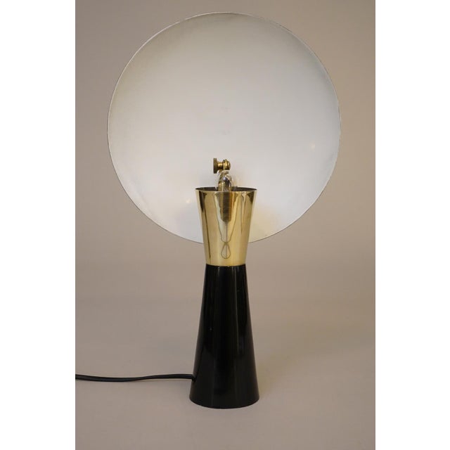 Brass Euro Atomic Modern Spage Age Reflector Saucer Disk Brass Table Lamp in the Manner of George Nelson, 1950's For Sale - Image 8 of 10
