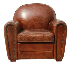 Pasargad Brown Leather Paris Club Chair