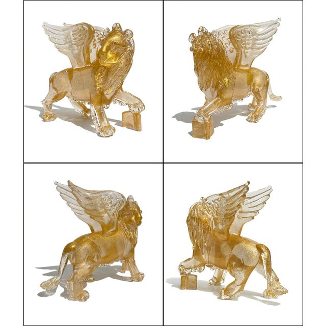 1980s Vintage Arnaldo Zanella Murano Art Glass Lion of St Marco-Signed For Sale - Image 5 of 7