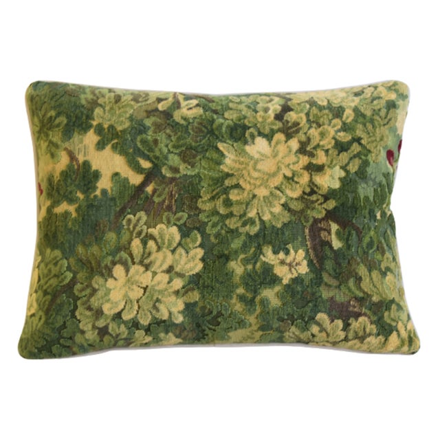 Early 21st Century Scalamandré Italian Velvet Marly Tapestry Botanical Feather/Down Pillow 24" X 18" For Sale - Image 5 of 6