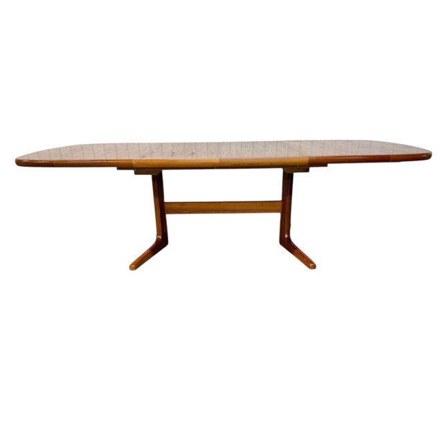 Vintage Danish Modern Oval Teak Dining Table W/2 Leaves For Sale - Image 11 of 15