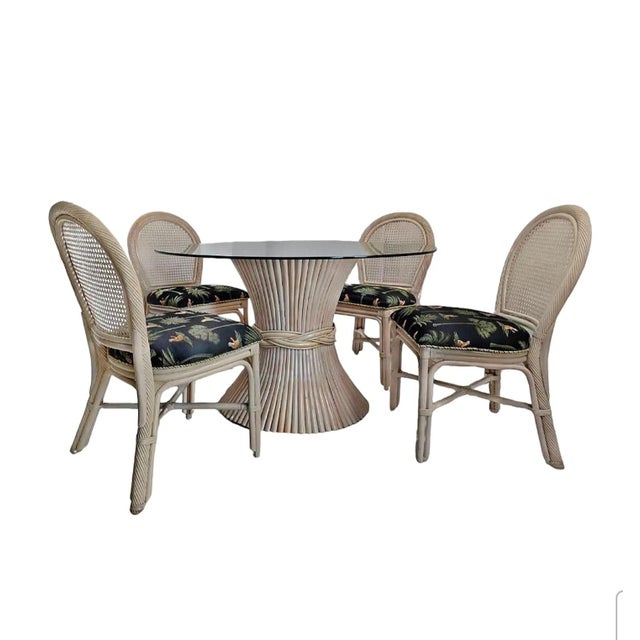 Coastal Sheaf of Wheat Dining Table & Pencil Reed Chairs After McGuire – Set of 5 For Sale - Image 13 of 13